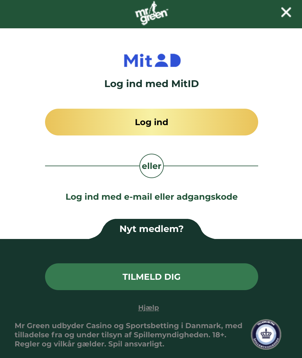 mr green dk login