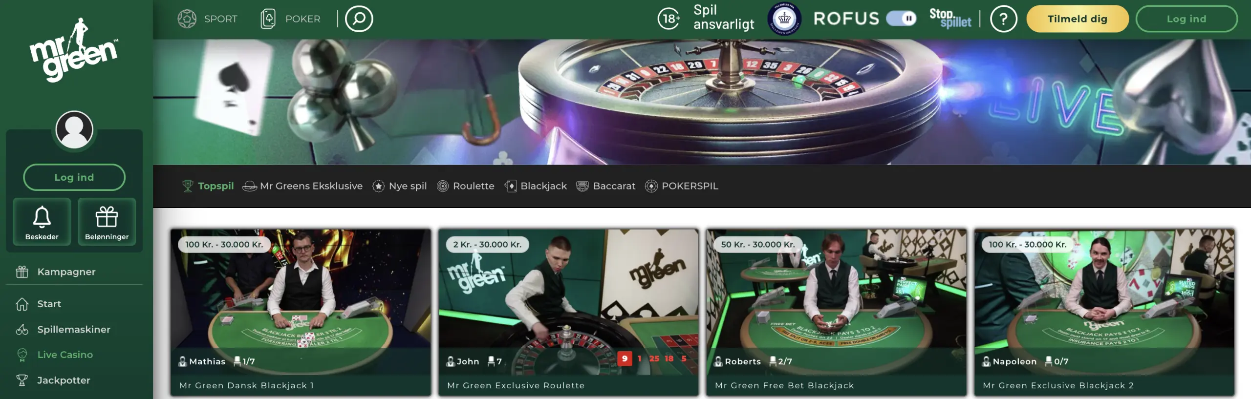 mr green live casino